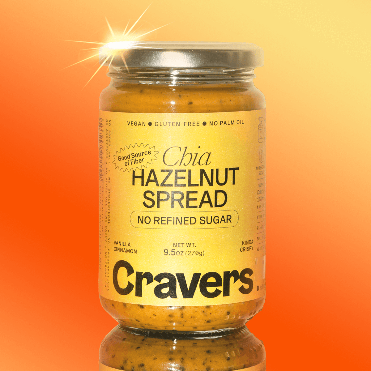 BAROFARM CRAVERS Pâte à Tartiner Chia-Noisette 70% Noisettes 270g